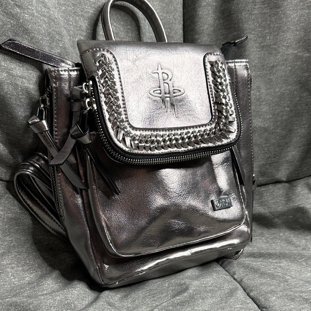 Houston Rockets FISLL Metallic Mini Backpack multiple zipper pockets - Picture 2 of 14